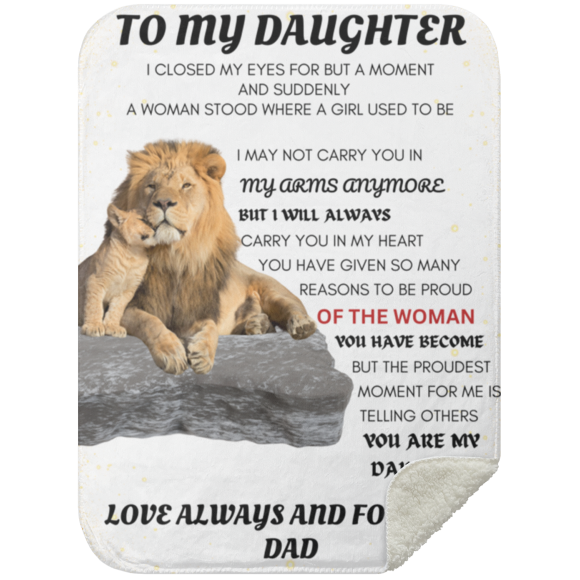 Premium Sherpa- To My Daughter, Always and Forever, Dad