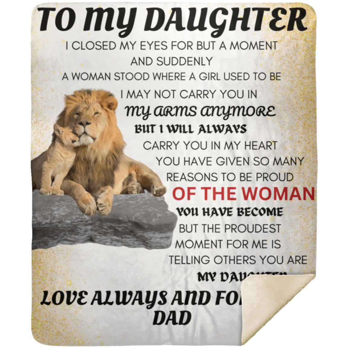 Premium Sherpa- To My Daughter, Always and Forever, Dad