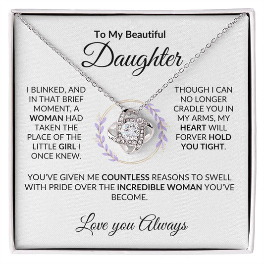 To My Beautiful Daughter- Love Knot Necklace