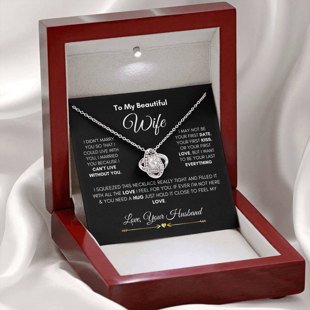 To My Beautiful Wife- Love Knot Necklace